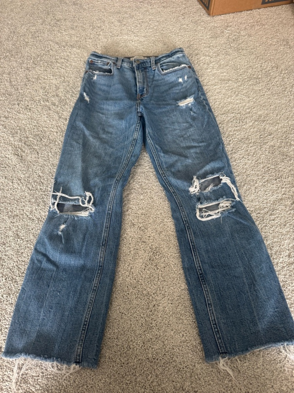 Abercrombie & Fitch Distressed Blue Flared Jeans
